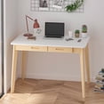 thumbnail image 1 of WIAWG 39.4" Modern Writing Desk with Drawers Workstation Table for Home Office White, 1 of 8