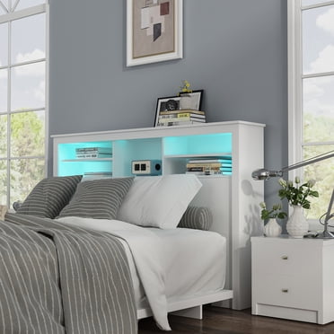 Lexicon Asker Wood Full Bookcase Bed in 2-Tone Finish (White and ...