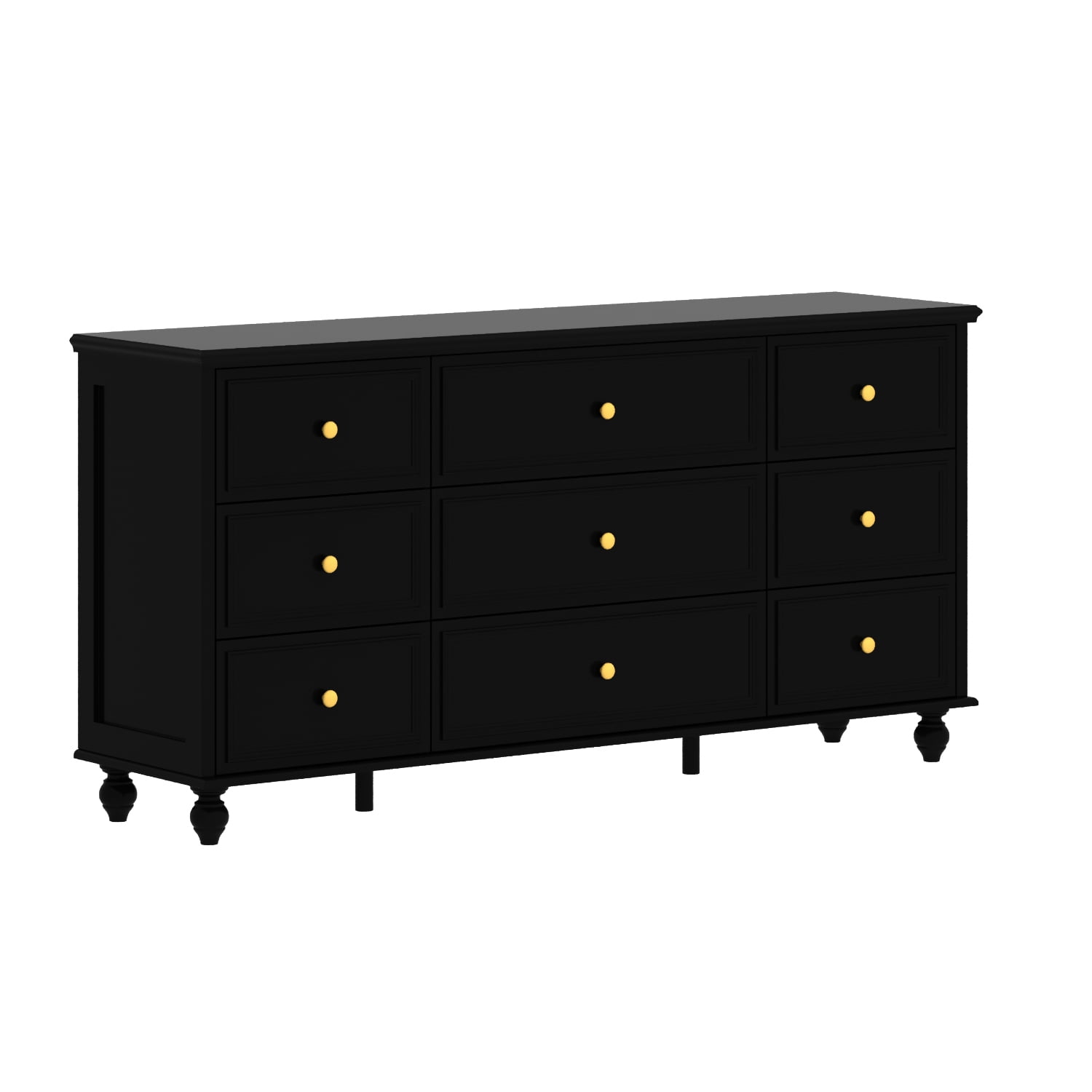 "WIAWG Black Wooden 9 Drawer Dresser, 63"" Chest for Bedroom Storage ...