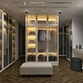 thumbnail image 1 of WIAWG Bedroom Wardrobe with Lights, Armoires Closet Storage Cabinet with Hanging Rod and Glass Doors, White, 1 of 8