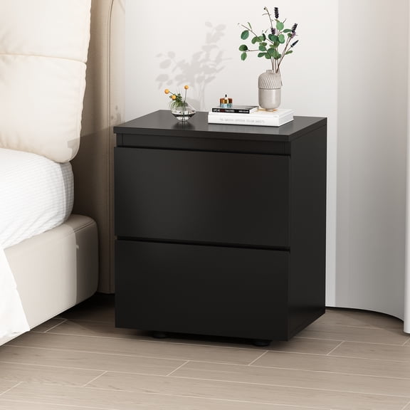 WIAWG Bedside Table with 2 Drawers Side End Table Sofa Table for Living Room Bedroom,Black