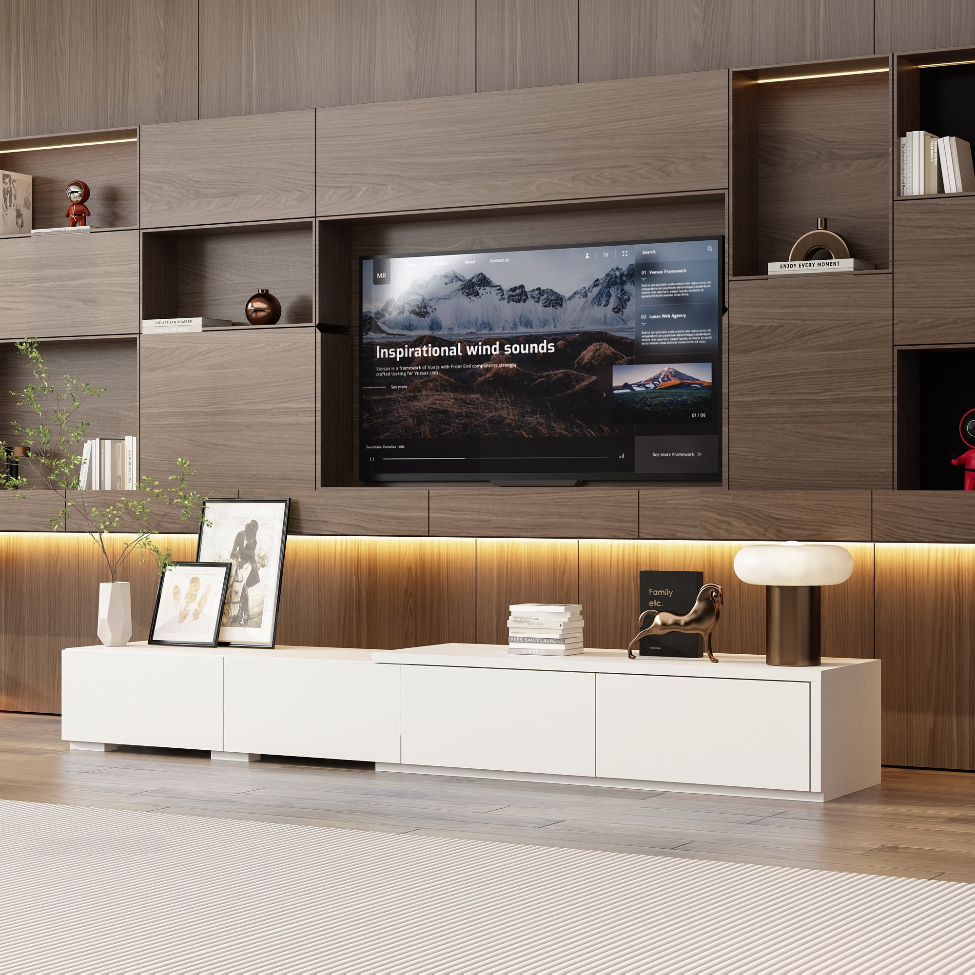 WIAWG Expanded Entertainment Center TV Stand with 4 Drawers, Living ...