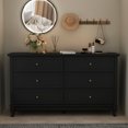 thumbnail image 1 of WIAWG Modern Mid Century 6 Drawer Dresser, Double Dresser Chest of Drawer for Bedroom Black, 1 of 7