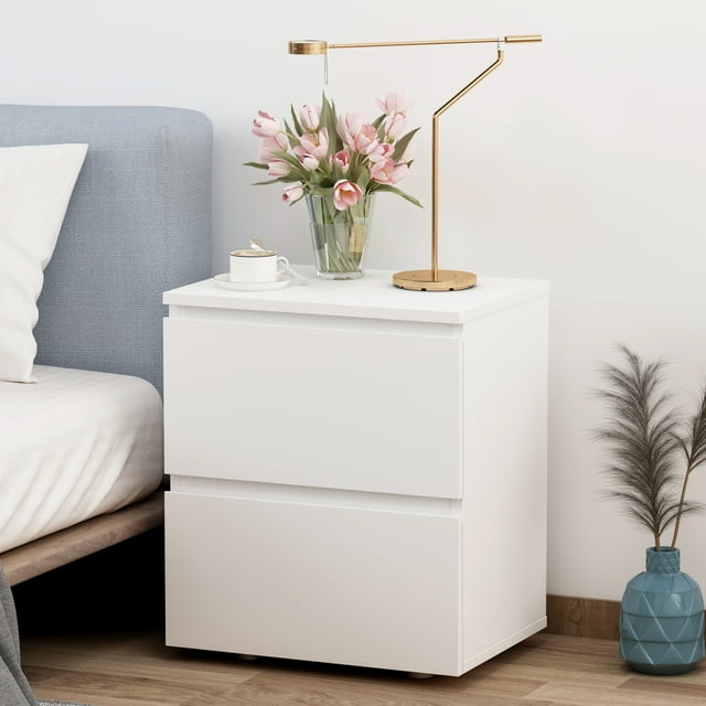 WIAWG Modern Nightstand End Table with 2 Drawers Side Table for Bedroom ...