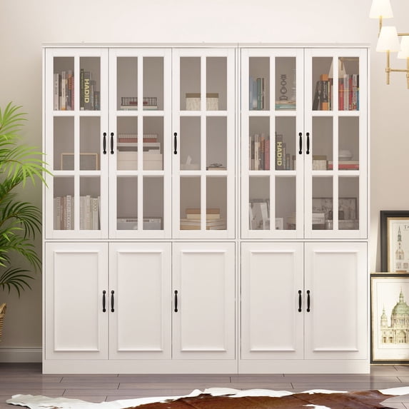 WIAWG Modern Versatile Storage Cabinet Set, China Cabinet Bookcase Display Storage Organizer for Home Office