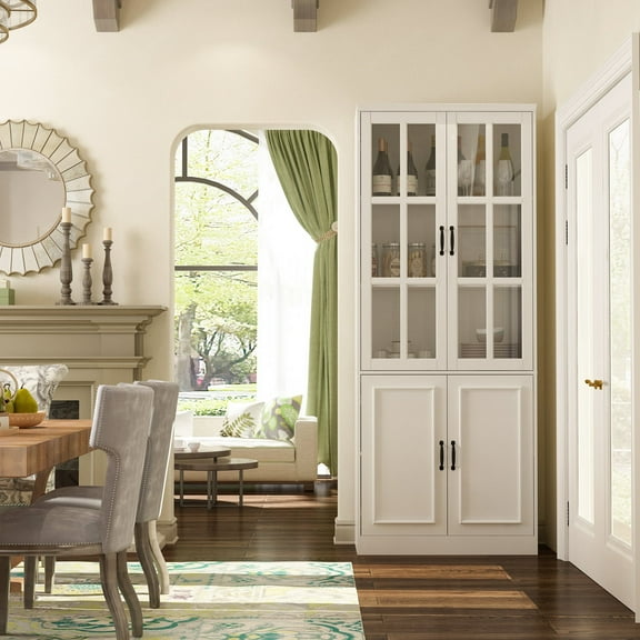 WIAWG Modern Versatile Storage Cabinet Set, China Cabinet Bookcase Display Storage Organizer for Home Office