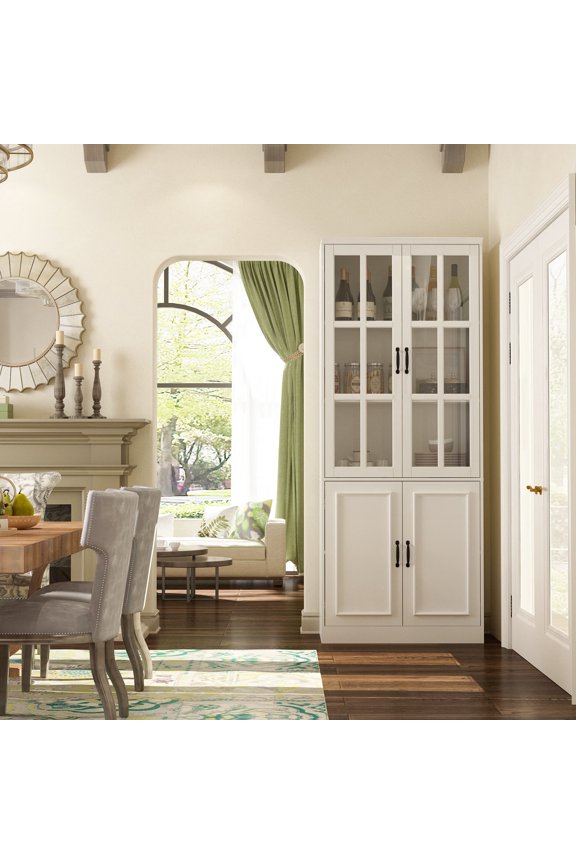 Modern Versatile Storage Cabinet Set, China Cabinet Bookcase Display Storage Organizer for Home Office