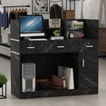 thumbnail image 1 of WIAWG Office Reception Desk with Counter, Modern Reception Station with Drawer, Black, 1 of 8