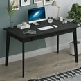 thumbnail image 1 of WIAWG Wood PC Laptop Computer Workstations Writing Desk - Home Office Workbench Desk with 2 Drawer, Laptop Computer Work Study Table,Black 39.4in, 1 of 7