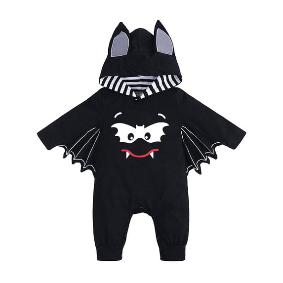 WIBACKER 0-18M Halloween Bat Costumes for Newborn Baby Boy, Cosplay Hoodie Romper for Infant Girls