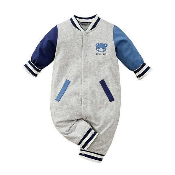 WIBACKER 0-18 Months Newborn Baby Boy Onesie, Infant Long Sleeve Cotton Romper, Boys Bodysuit Fall Spring Outfits - Bears
