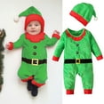 thumbnail image 1 of WIBACKER 0-18M Baby Girl Boy's Elf Santa Jumpsuit +Hat Newborn Infant Christmas Costumes Outfits, 1 of 9