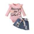 thumbnail image 1 of WIBACKER 0-18M Baby Girls Ruffle Long Sleeve Romper Butterfly Ripped Denim Skirts Casual Outfit Clothes, 1 of 7