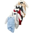 thumbnail image 1 of WIBACKER 0-18M Newborn Baby Boys Gentleman Romper Infant One Piece Long Sleeve Bowtie Outfit Formal Wear Tuxedo Suit, 1 of 12