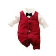 thumbnail image 1 of WIBACKER 0-18M Newborn Baby Boys Gentleman Romper Infant One Piece Long Sleeve Bowtie Outfit Formal Wear Tuxedo Suit, 1 of 9