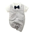 thumbnail image 1 of WIBACKER 0-18M Newborn Baby Boys Gentleman Romper Infant One Piece Short Sleeve Bowtie Outfit Formal Wear Tuxedo Suit, 1 of 8