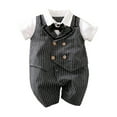 thumbnail image 1 of WIBACKER 0-18M Newborn Baby Boys Gentleman Romper Infant One Piece Short Sleeve Bowtie Outfit Formal Wear Tuxedo Suit, 1 of 6