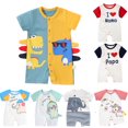 thumbnail image 1 of WIBACKER 0-24M Baby Girls Boys 3D Cotton Summer Cartoon Short Sleeve Romper-Cooler Dinosaur, 1 of 7