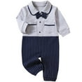 thumbnail image 1 of WIBACKER 0-24M Newborn Baby Boys Gentleman Romper Infant Cotton One Piece Long Sleeve Bowtie Outfit Formal Wear Tuxedo Suit, 1 of 6