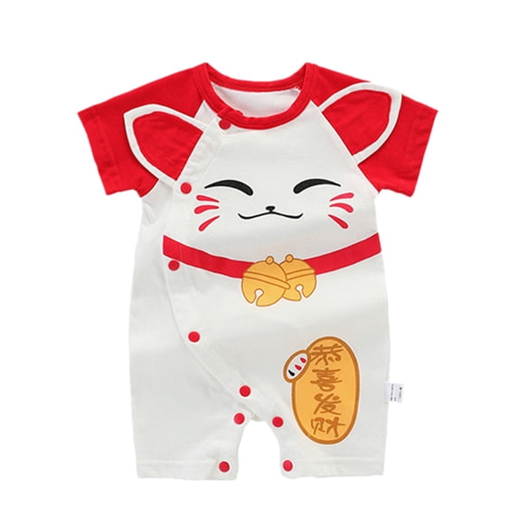 WIBACKER 0-24M Newborn Baby Girls Boys Cotton Summer Short 3D Jumpsuit Infant Baby Cartoon Short Sleeve Romper