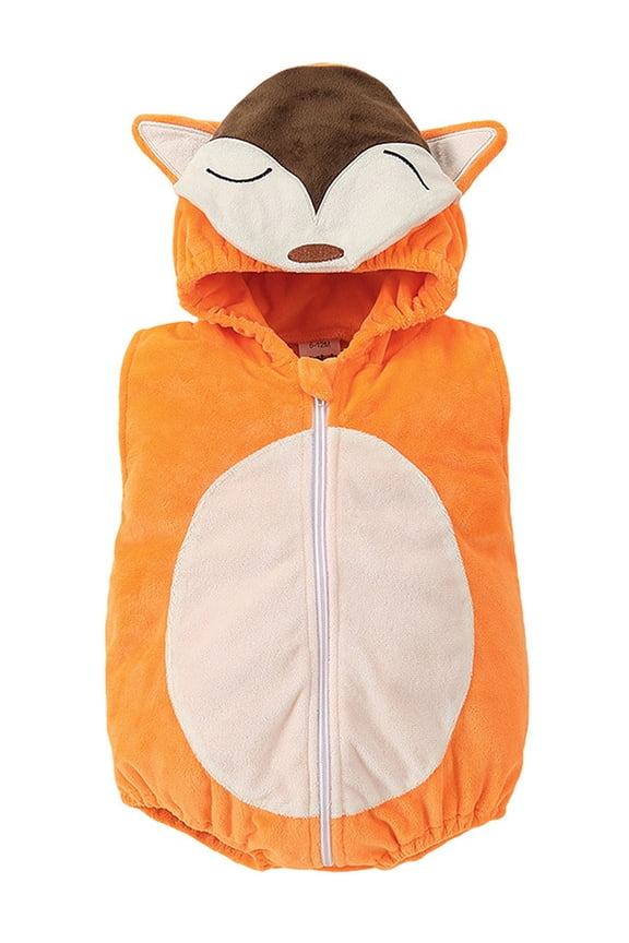 0-24M Unisex Baby Fox Halloween Costumes Toddler Flannel Hooded Vest Romper
