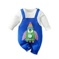 thumbnail image 1 of WIBACKER 0-31Months Newborn Baby Boy Onesie, Infant Long Sleeve Cotton Romper, Boys Bodysuit Fall Spring Outfits - Rocket, 1 of 11