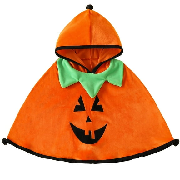 WIBACKER 0-5T Kids Baby Boys Girls Halloween Costume Pumpkin Fleece Hooded Cape Cloak Fancy Party Cosplay with Hat