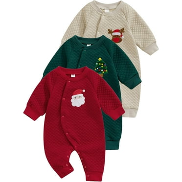 WIBACKER 0-6M Newborn Baby Boy Christmas Romper Infant Girl Fall Winter Santa Claus Outfits Cotton Button Jumpsuits