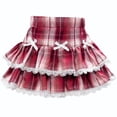 thumbnail image 1 of WIBACKER 1-12 Years Girls Plaid Ruffle Skirt with Lace Trim and Bow High Waist Toddler Kids Trendy Pleated Skirt, 1 of 7