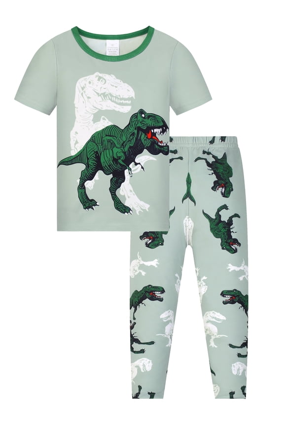 1-12Y Kids Boys Pajamas Set Big Boy Short Sleeve Tops and Pants 2 Piece Pjs Boys Sleepwear Dinosaur Jammies