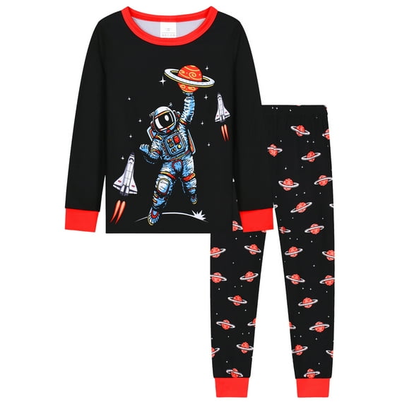 WIBACKER 1-12Years Kids Boys Pajamas Set Toddler Boy Long Sleeve Tops and Pants 2 Piece Pjs Sleepwear Astronaut Jammies