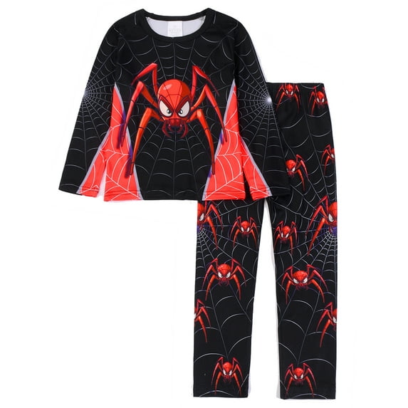 WIBACKER 1-12Years Kids Boys Pajamas Set Toddler Boy Long Sleeve Tops and Pants 2 Piece Pjs Sleepwear Spider Jammies
