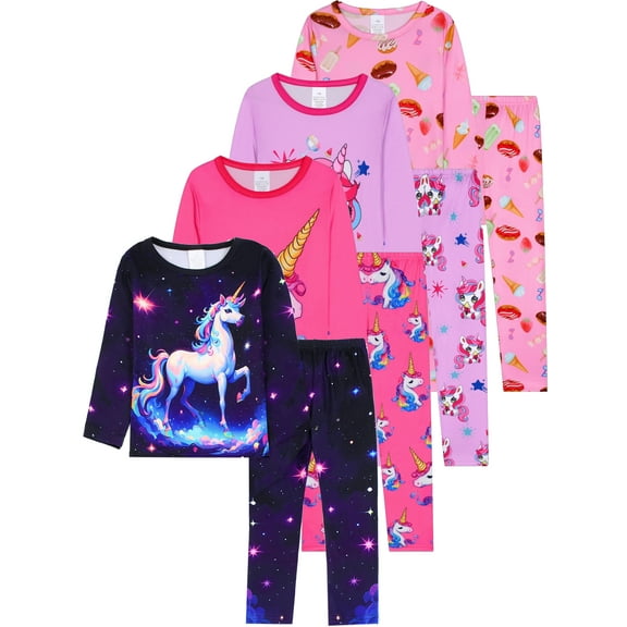 WIBACKER 1-12Years Kids Girls Pajamas Set Toddler Girl Long Sleeve Tops and Pants 2 Piece Pjs Sleepwear Unicorn Jammies