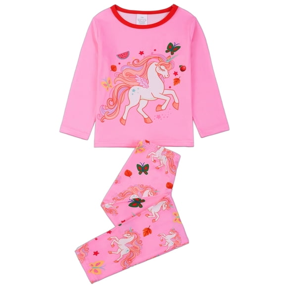 WIBACKER 1-12Years Kids Girls Pajamas Set Toddler Girl Long Sleeve Tops and Pants 2 Piece Pjs Sleepwear Unicorn Jammies