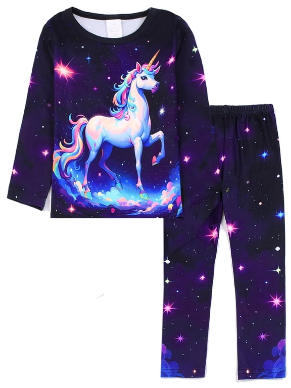 1-12Years Kids Girls Pajamas Set Toddler Girl Long Sleeve Tops and Pants 2 Piece Pjs Sleepwear Unicorn Jammies