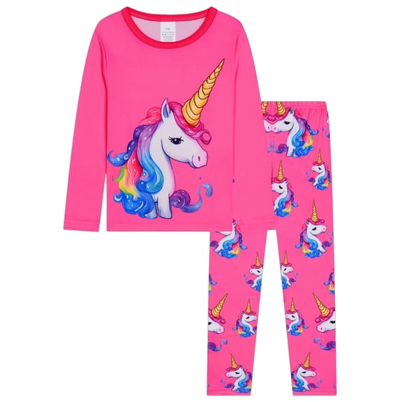 WIBACKER 1-12Years Kids Girls Pajamas Set Toddler Girl Long Sleeve Tops and Pants 2 Piece Pjs Sleepwear Unicorn Jammies