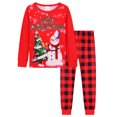 thumbnail image 1 of WIBACKER 1-12Years Toddler Boys Christmas Pajamas Set Toddler Girls Long Sleeve Tops and Pants 2 Piece Pjs Snowman Sleepwear, 1 of 11