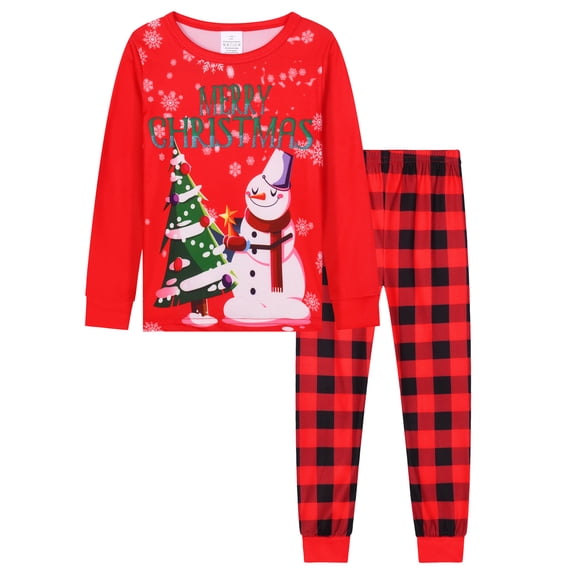 WIBACKER 1-12Years Toddler Boys Christmas Pajamas Set Toddler Girls Long Sleeve Tops and Pants 2 Piece Pjs Snowman Sleepwear