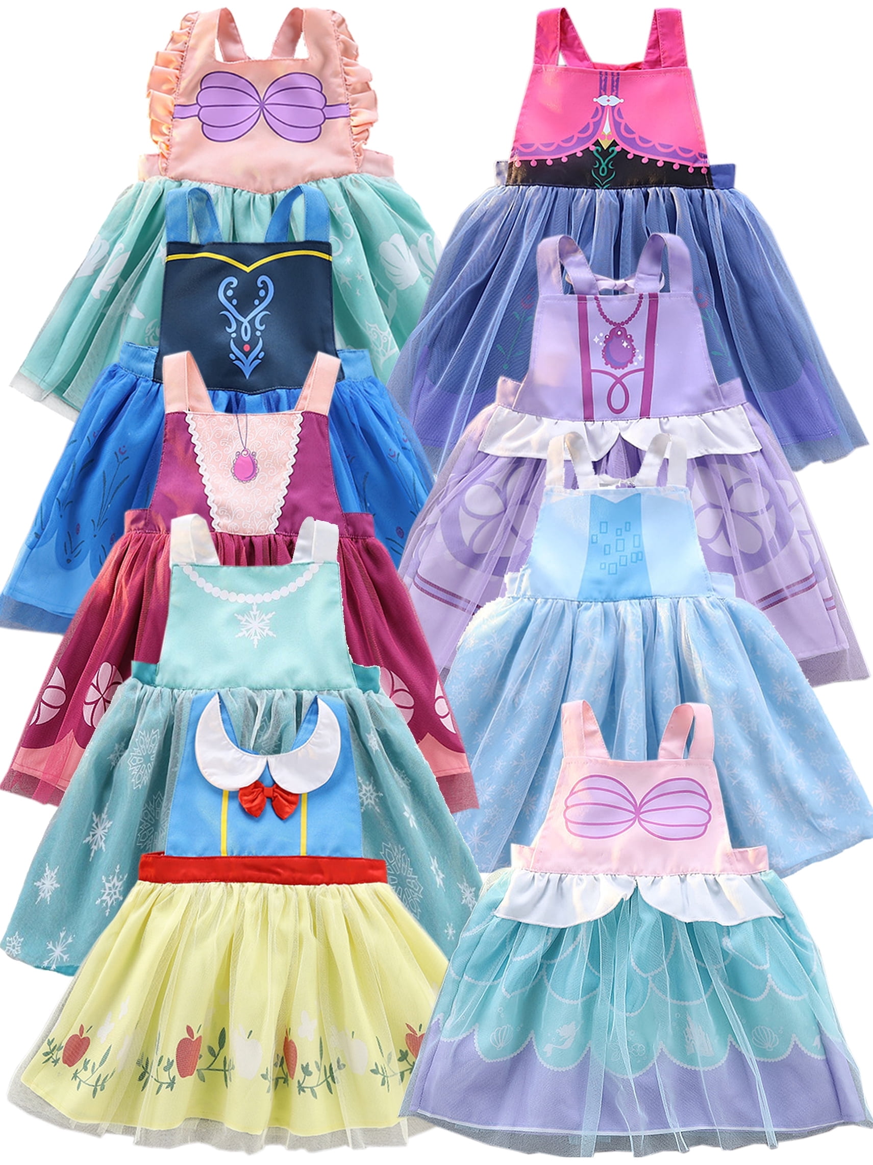 Wibacker 1-4t Princess Dress Up Aprons Dress for Toddler Girls, Kids Waterproof Mess Play Clothes, Halloween Costume - 1Pcs