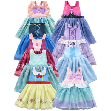 WIBACKER 1-4T Princess Dress Up Aprons Dress for Toddler Girls, Kids Waterproof Mess Play Clothes, Halloween Costume - 1PCS