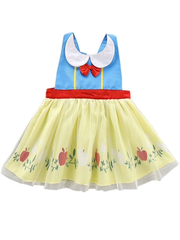 1-4T Princess Dress Up Aprons Dress for Toddler Girls, Kids Waterproof Mess Play Clothes, Halloween Costume