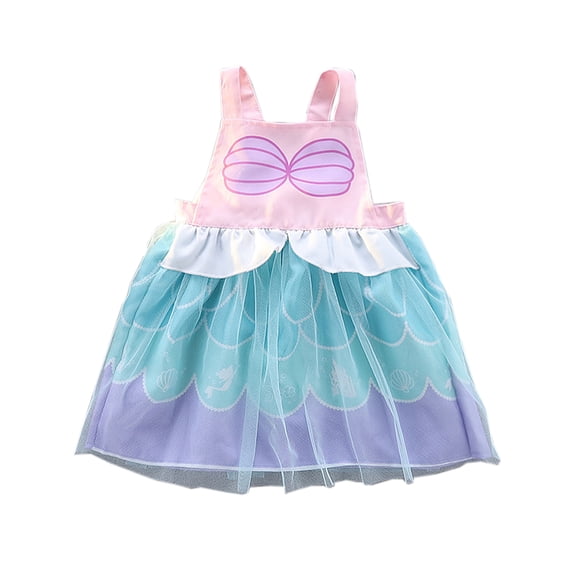 WIBACKER 1-4T Princess Dress Up Aprons Dress for Toddler Girls, Kids Waterproof Mess Play Clothes, Halloween Costume