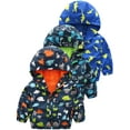 thumbnail image 1 of WIBACKER Toddler Boys Waterproof Hooded Jacket Mesh Lined Raincoat Windbreaker Dinosaur, 1 of 9
