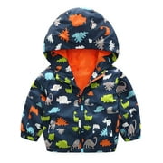 WIBACKER 1-5T Toddler Boys Thin Waterproof Hooded Jackets Mesh Lined Raincoats for Kids Windbreaker Dinosaur