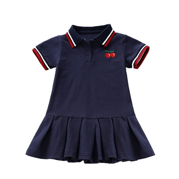 WIBACKER 1-6T Baby Girls and Toddler Short Sleeve Pique Polo Dress Summer Pleated Skirt for Kids
