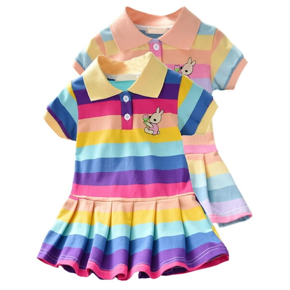 WIBACKER 1-6T Baby Girls and Toddler Short Sleeve Pique Polo Dress Summer Pleated Skirt for Kids