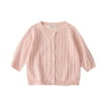 thumbnail image 1 of WIBACKER 1-6T Girls Long Sleeve Botton Down Cardigan Sweater Toddler Kids Cotton Crochet Knit Tops, 1 of 10