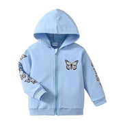 WIBACKER 1-6T Girls and Toddlers' Jacket Butterfly Full Zip Hoodie Kids Coat