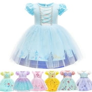 WIBACKER 1-6T Toddler Kid Baby Girls Fancy Party Puff Sleeve Princess Dress Cosplay Costume Dress Up