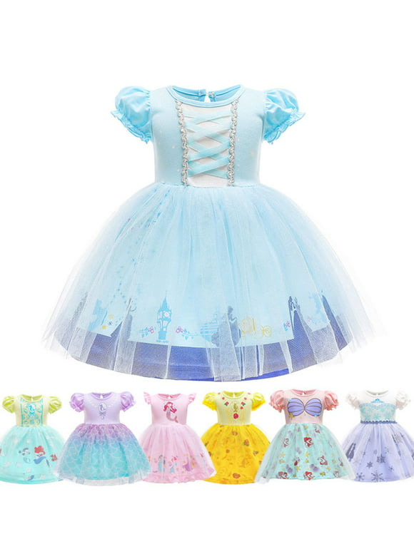 WIBACKER 1-6T Toddler Kid Baby Girls Fancy Party Puff Sleeve Princess Dress Cosplay Costume Dress Up